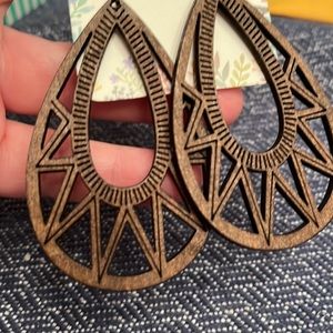Large lightweight wooden earrings